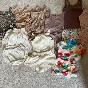 Assorted Girls' Tank Top and Shorts Set - Floral & Neutral Colors